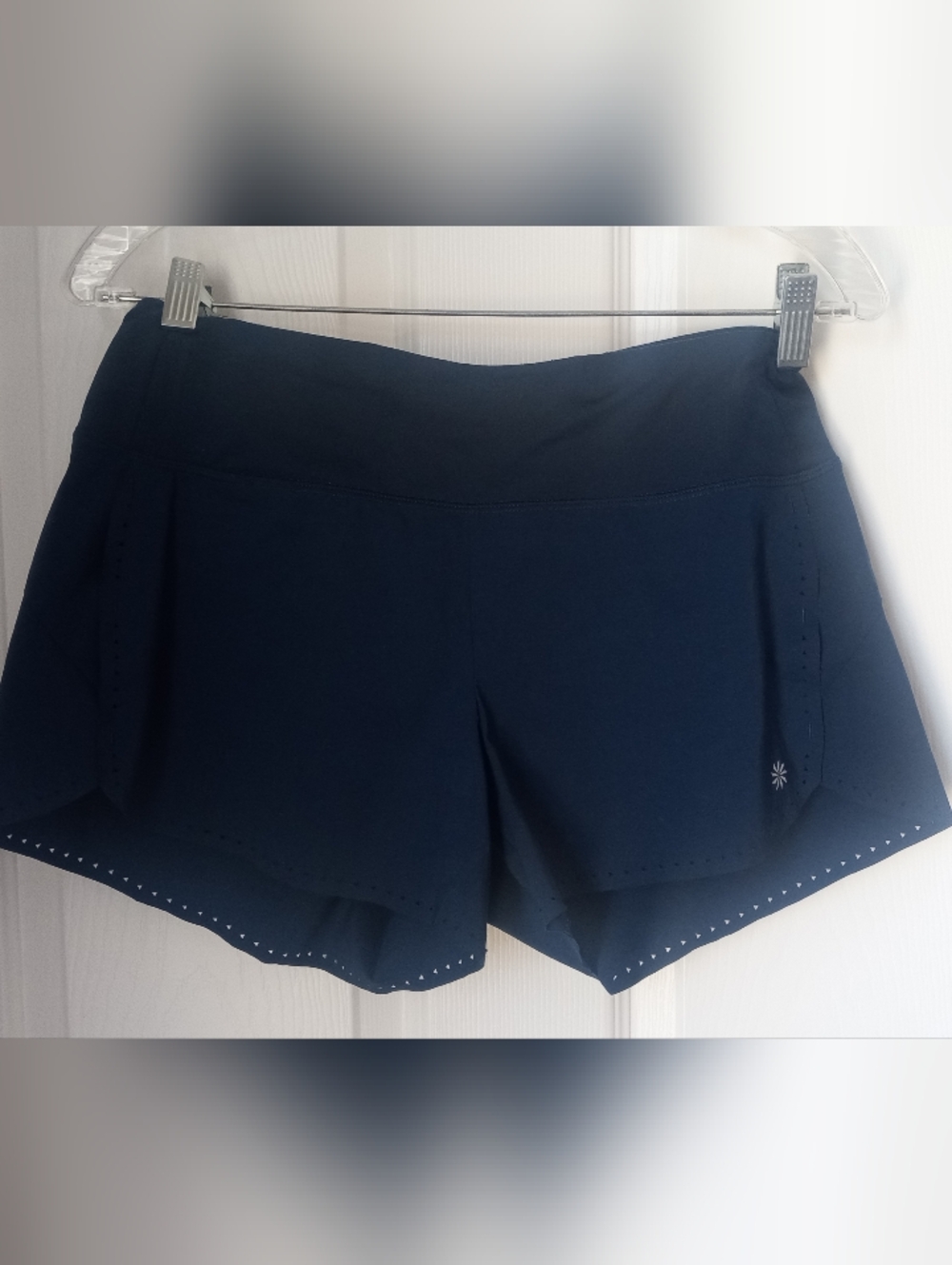 Athleta Navy Laser-Cut Athletic Shorts